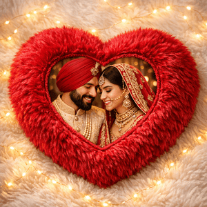 Personalised wedding couple heart shape cushion with photo custom romantic gift