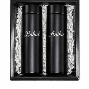 Personalised temperature bottle for couple with name and photo custom anniversary gift