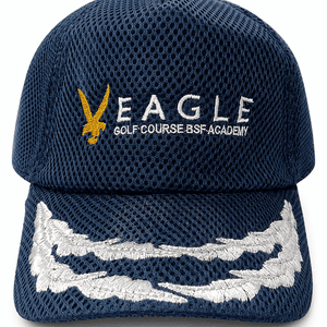 Blue mesh branded cap with Logo embroidery for corporate branding and promotions