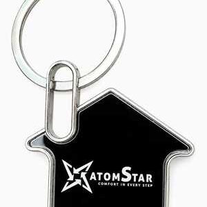 Promotional metal keychain with custom logo engraving for corporate gifting and branding